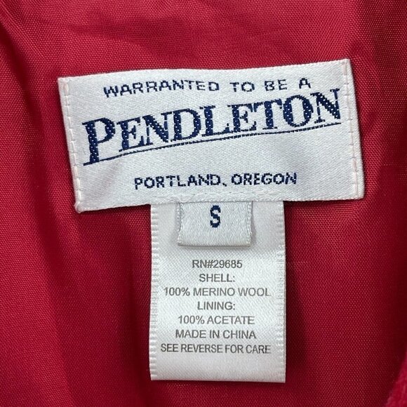 Pendleton Red Merino Wool Double Breasted Pea Coat Jacket Collared - Picture 7 of 8